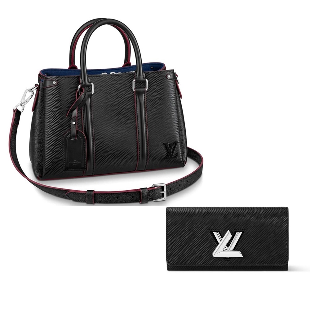 Louis Vuitton Black Soufflot Epi Leather Bag & Matching Black Twist Wallet